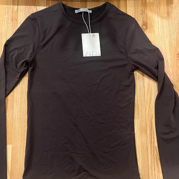 NWT! Zara long sleeve crew neck stretch slimming top - Picture 1 of 2